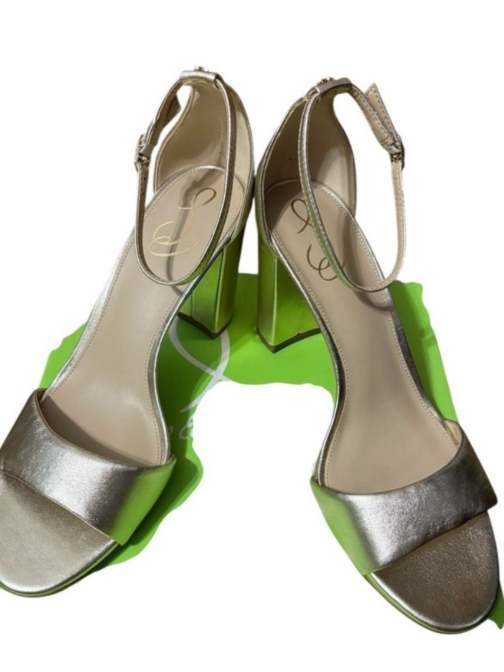 Sam Edelman Metallic Gold Block Heel Sandals